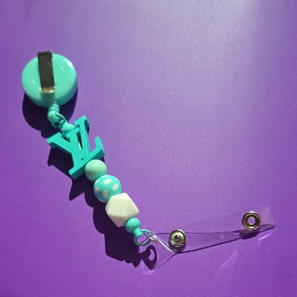 Turquoise Beaded Badge Reel